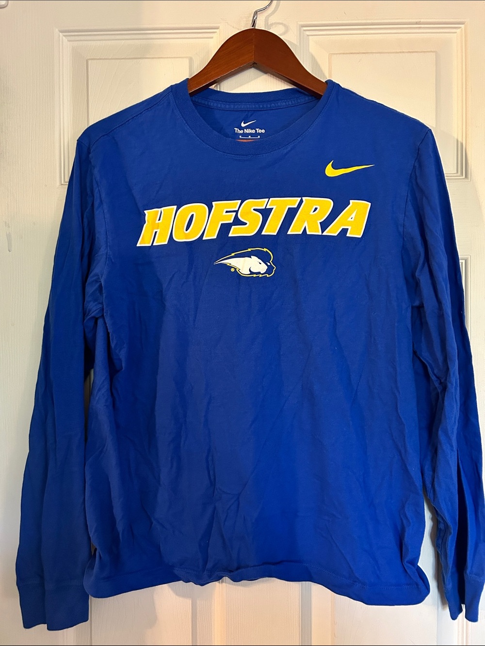 Nike Royal Blue Hofstra Long Sleeve Tee with Yellow Accents